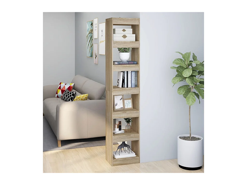 Kjartan  Boekenkast/kamerscherm 40x30x198 cm sonoma eikenkleurig