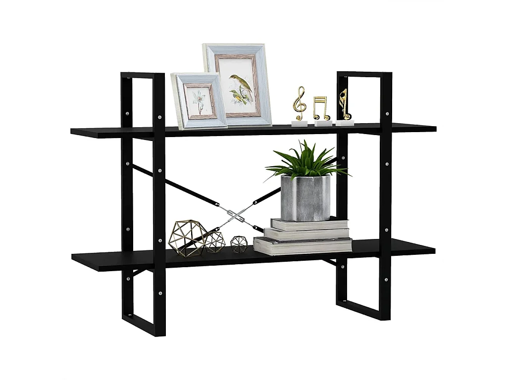 Gitana  Bibliothèque à 2 niveaux Noir 100x30x70 cm Bois de pin massif