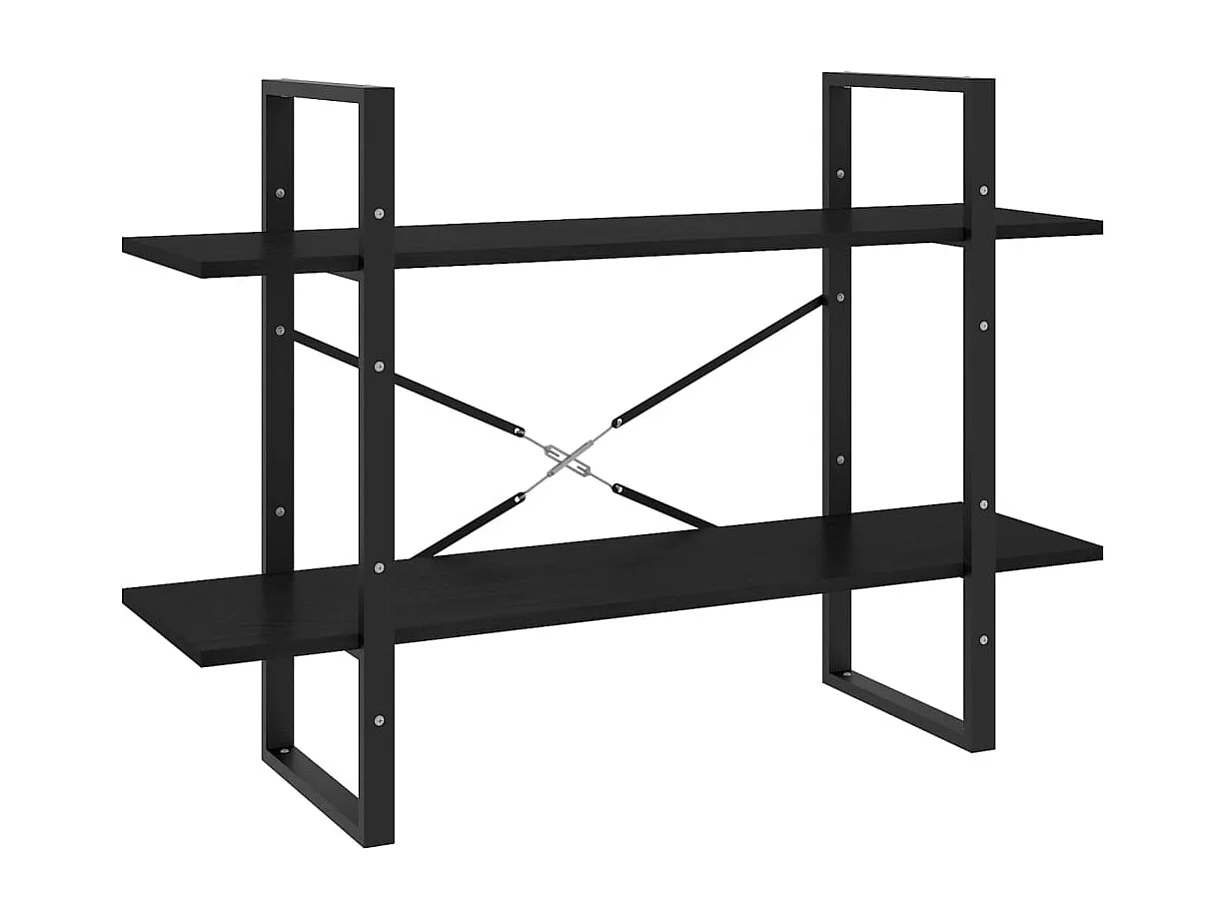 Gitana  Bibliothèque à 2 niveaux Noir 100x30x70 cm Bois de pin massif