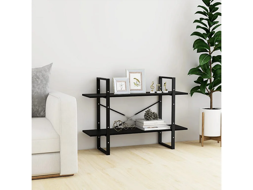 Gitana  Bibliothèque à 2 niveaux Noir 100x30x70 cm Bois de pin massif