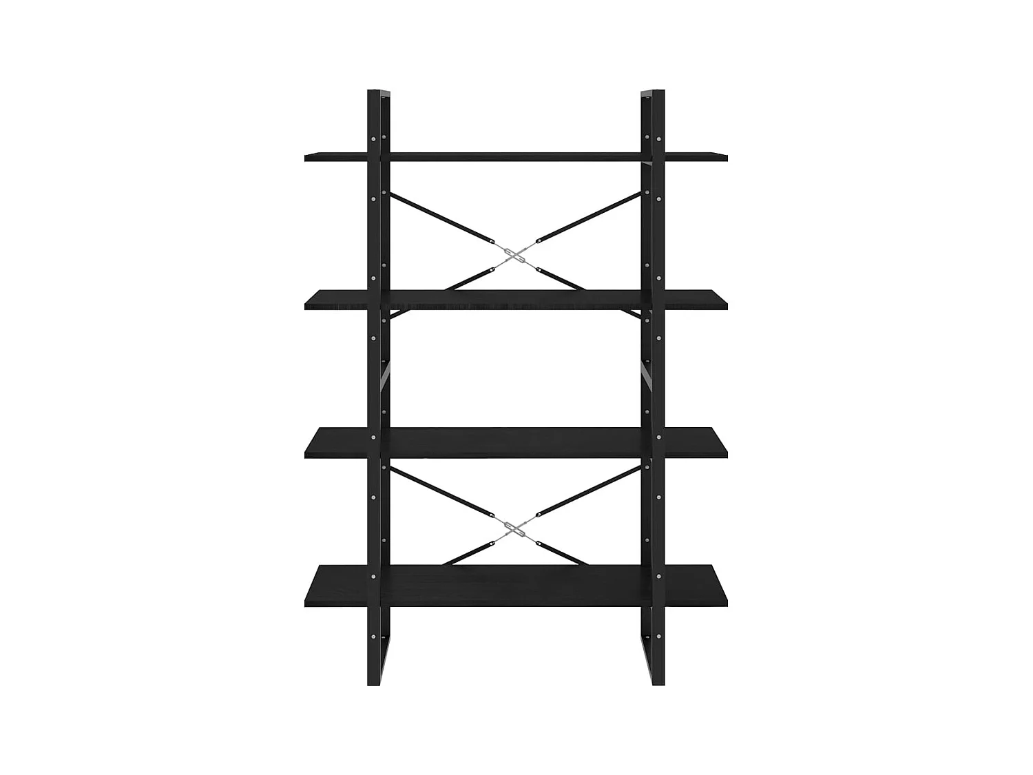 Gitana  Bibliothèque à 4 niveaux Noir 100x30x140 cm Bois de pin massif