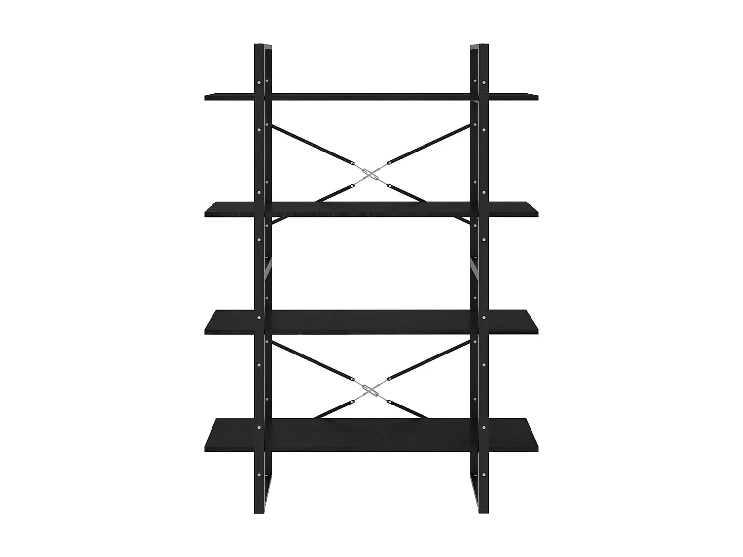 Gitana  Bibliothèque à 4 niveaux Noir 100x30x140 cm Bois de pin massif