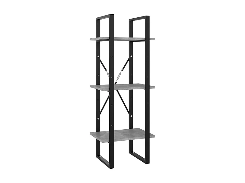 Drachten  Bibliothèque à 3 niveaux gris béton 40x30x105cm bois ingénierie