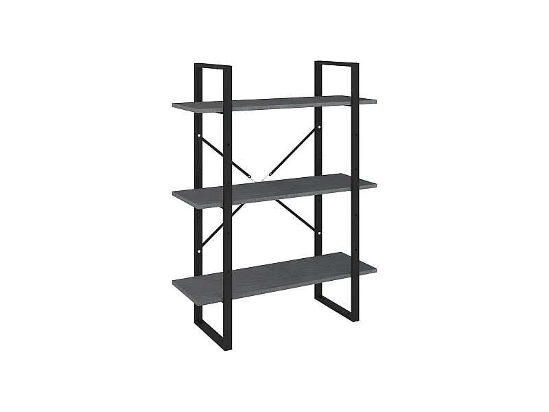 Melvin Dean  Bibliothèque à 3 niveaux Gris 80x30x105 cm Bois de pin massif