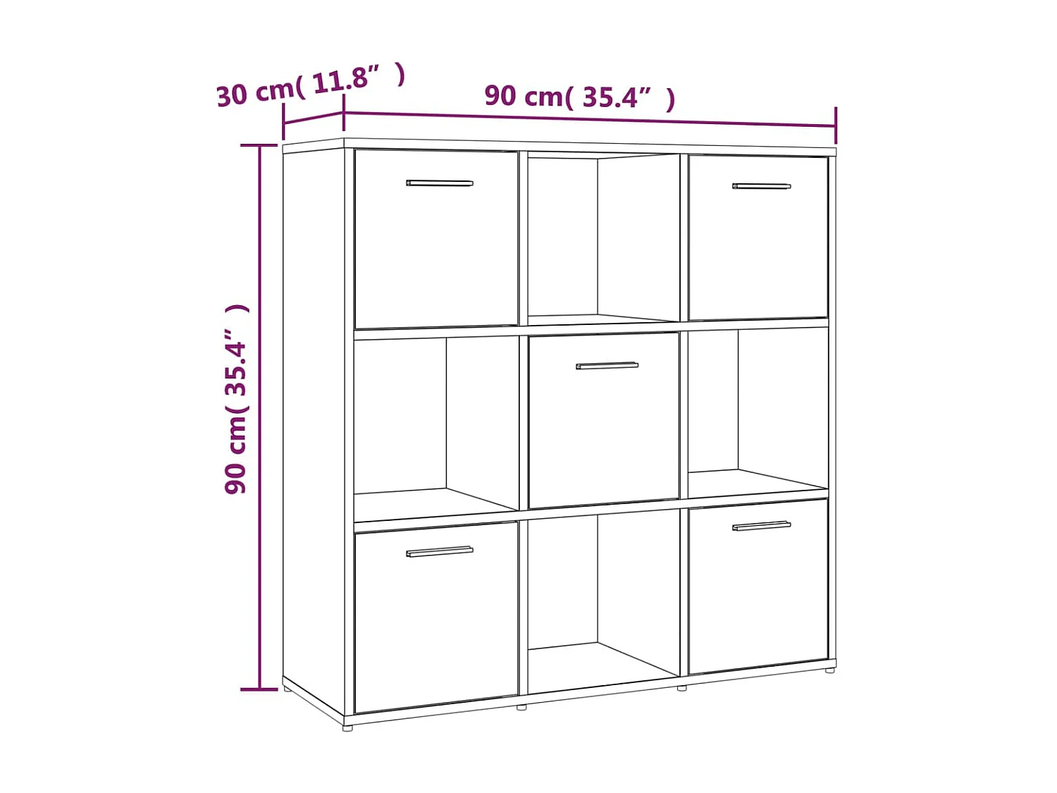 Lacey  Boekenkast 90x30x90 cm bewerkt hout grijs sonoma eikenkleurig