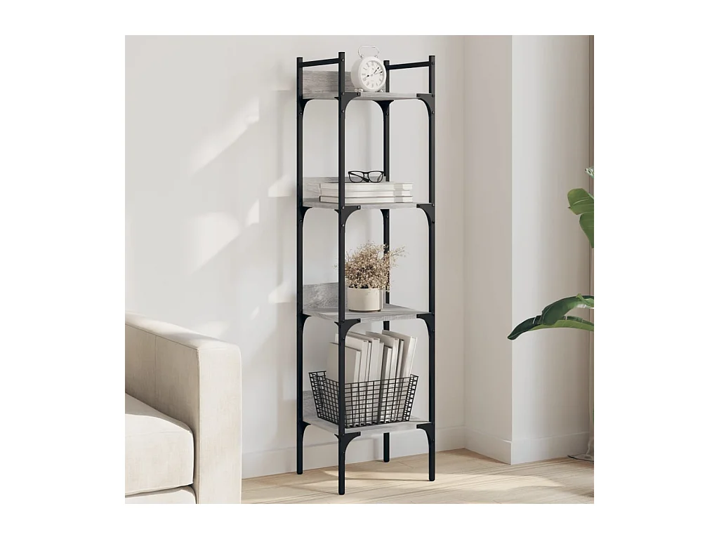 Central Islip  Bibliothèque à 4 niveaux sonoma gris 35x30x138,5 cm
