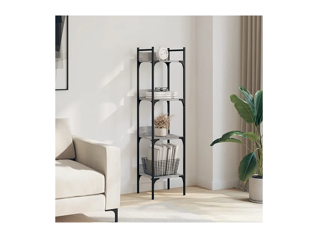 Central Islip  Bibliothèque à 4 niveaux sonoma gris 35x30x138,5 cm