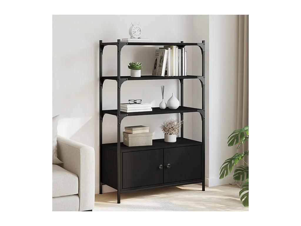 Callie Anne  Bibliothèque à 3 niveaux noir 70x30x109,5 cm bois d'ingénierie