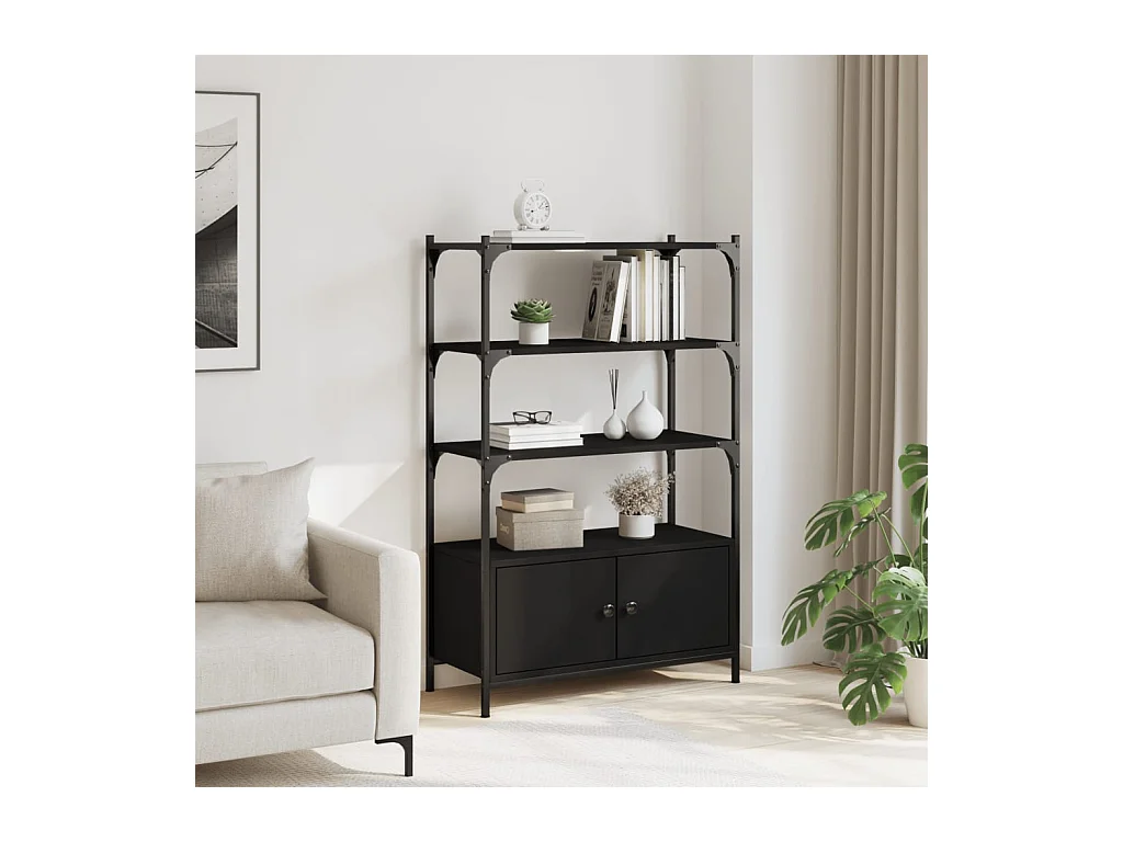 Callie Anne  Bibliothèque à 3 niveaux noir 70x30x109,5 cm bois d'ingénierie