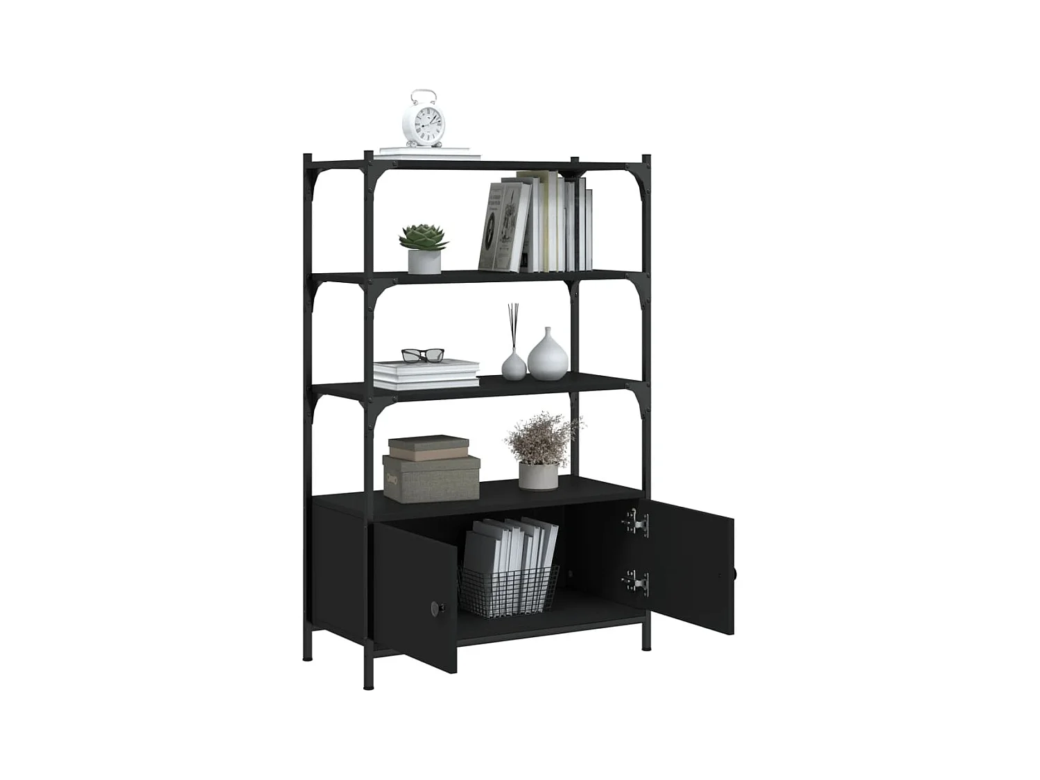 Callie Anne  Bibliothèque à 3 niveaux noir 70x30x109,5 cm bois d'ingénierie