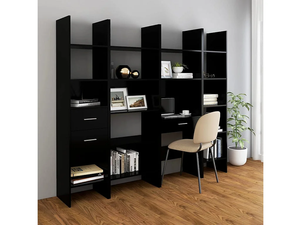 Ammon  Bibliothèque Noir 40x35x180 cm Bois d’ingénierie