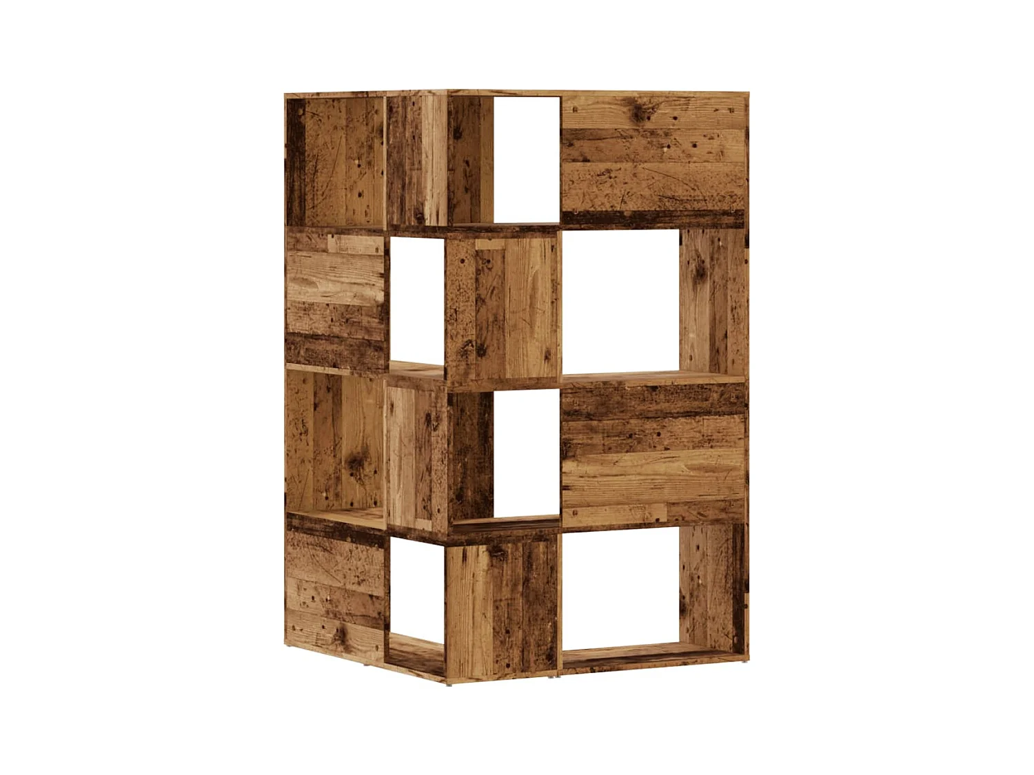 Damir  Bibliothèque d'angle à 4 niveaux vieux bois bois d'ingénierie