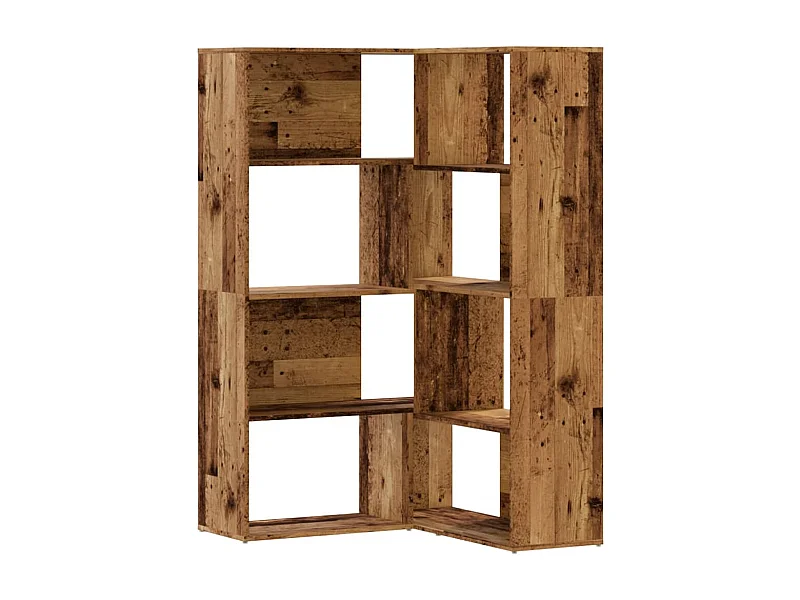 Damir  Bibliothèque d'angle à 4 niveaux vieux bois bois d'ingénierie