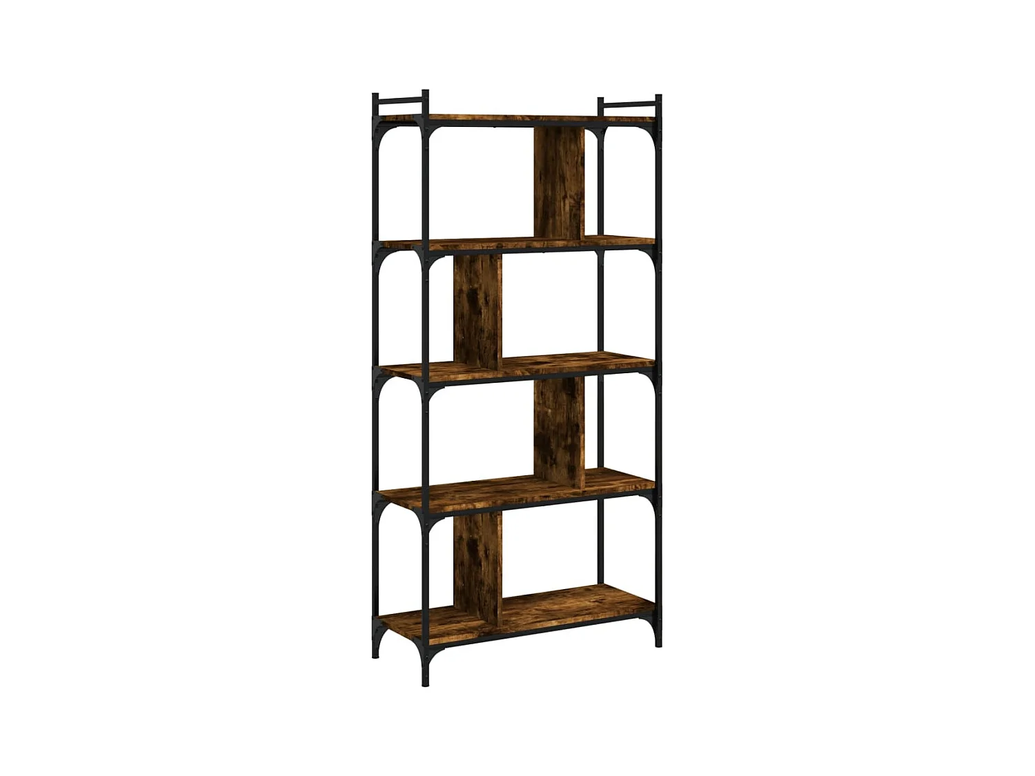 Merse  Bibliothèque 5 niveaux chêne fumé 76x32x158cm bois d'ingénierie