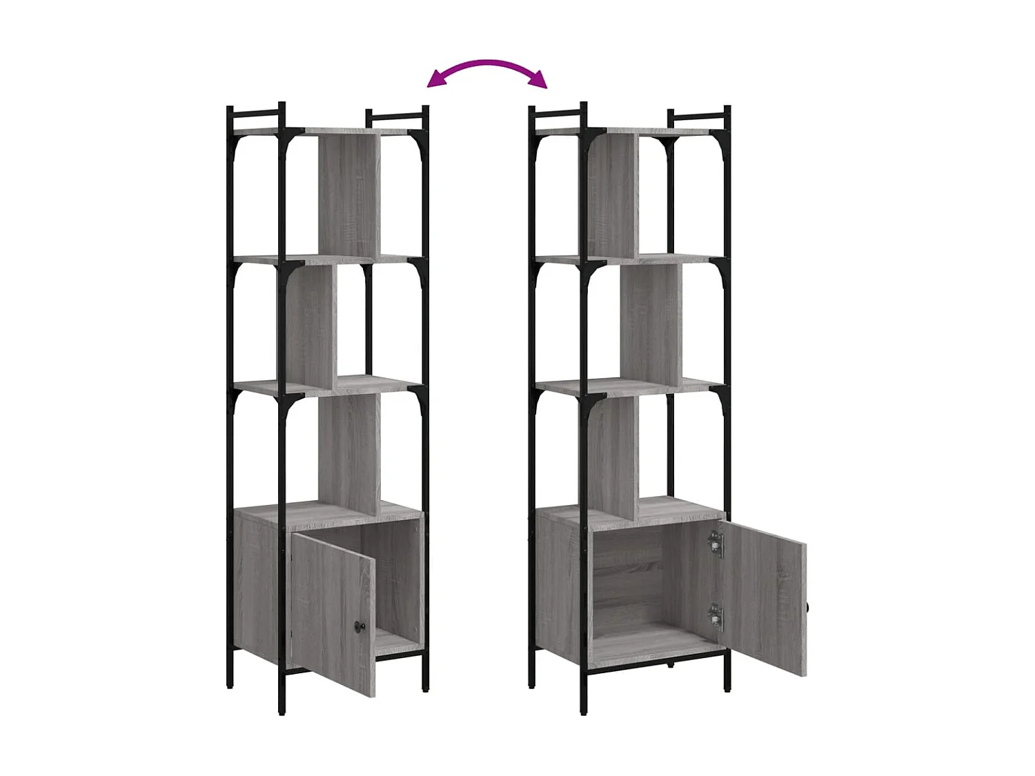 Vilan  Bibliothèque avec porte sonoma gris 44,5x30x154,5 cm