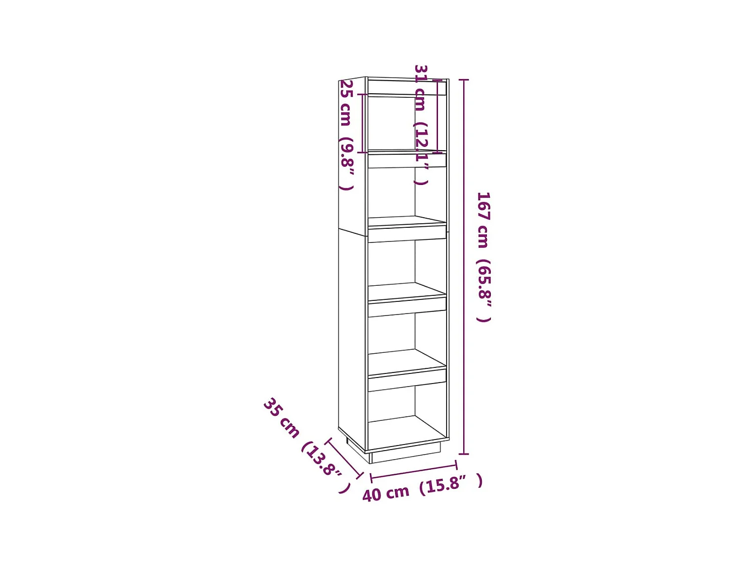Alisha  Bibliothèque/Séparateur de pièce Gris 40x35x167 cm Pin solide