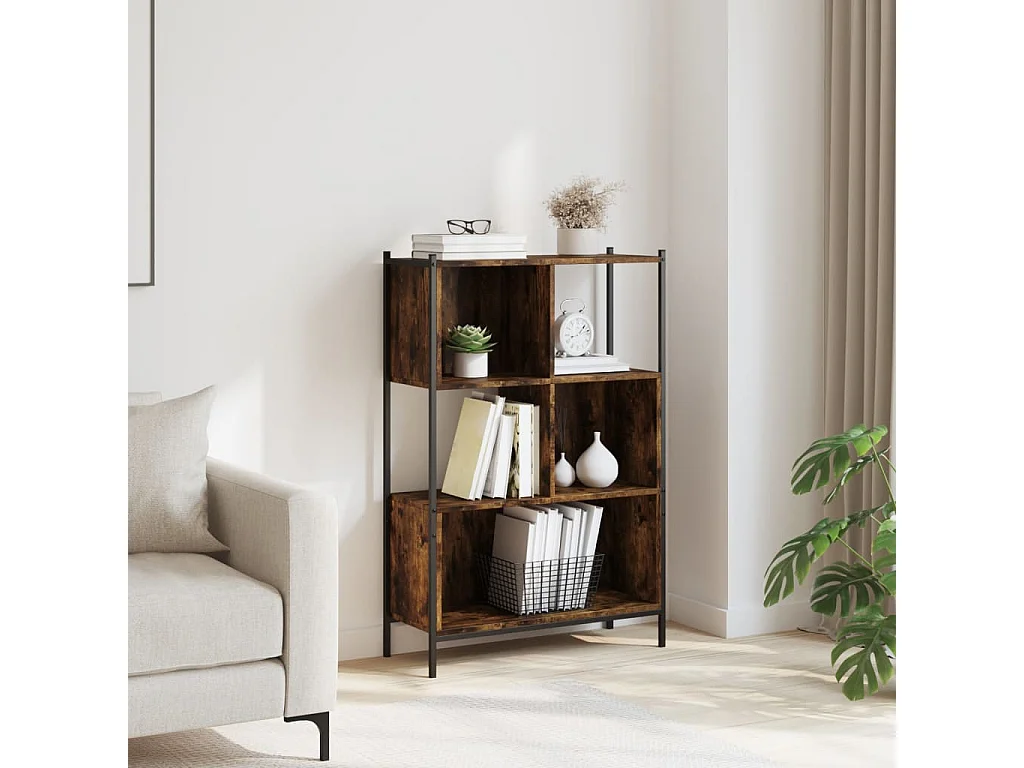 Taner  Bibliothèque chêne fumé 72x28x109 cm bois d'ingénierie