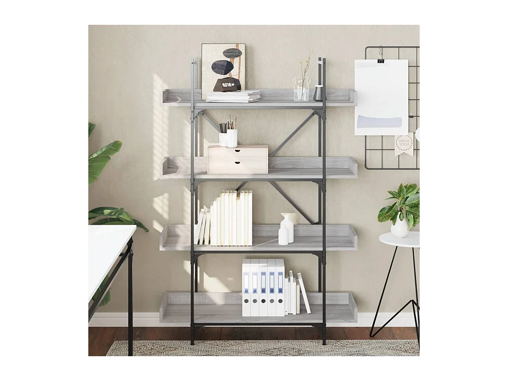 Vero Beach  Bibliothèque à 4 niveaux sonoma gris 100x33x145,5 cm