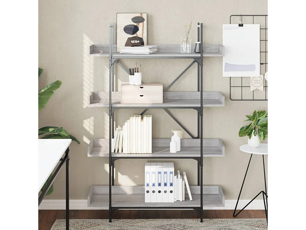 Vero Beach  Bibliothèque à 4 niveaux sonoma gris 100x33x145,5 cm