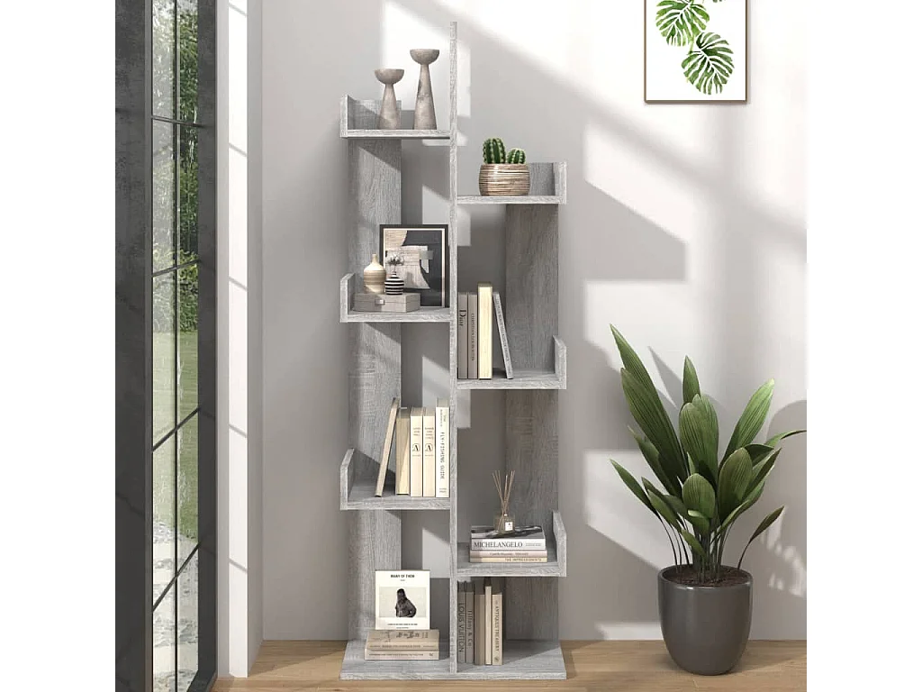 Candler  Bibliothèque 48x25,5x140 cm Sonoma gris Bois d'ingénierie