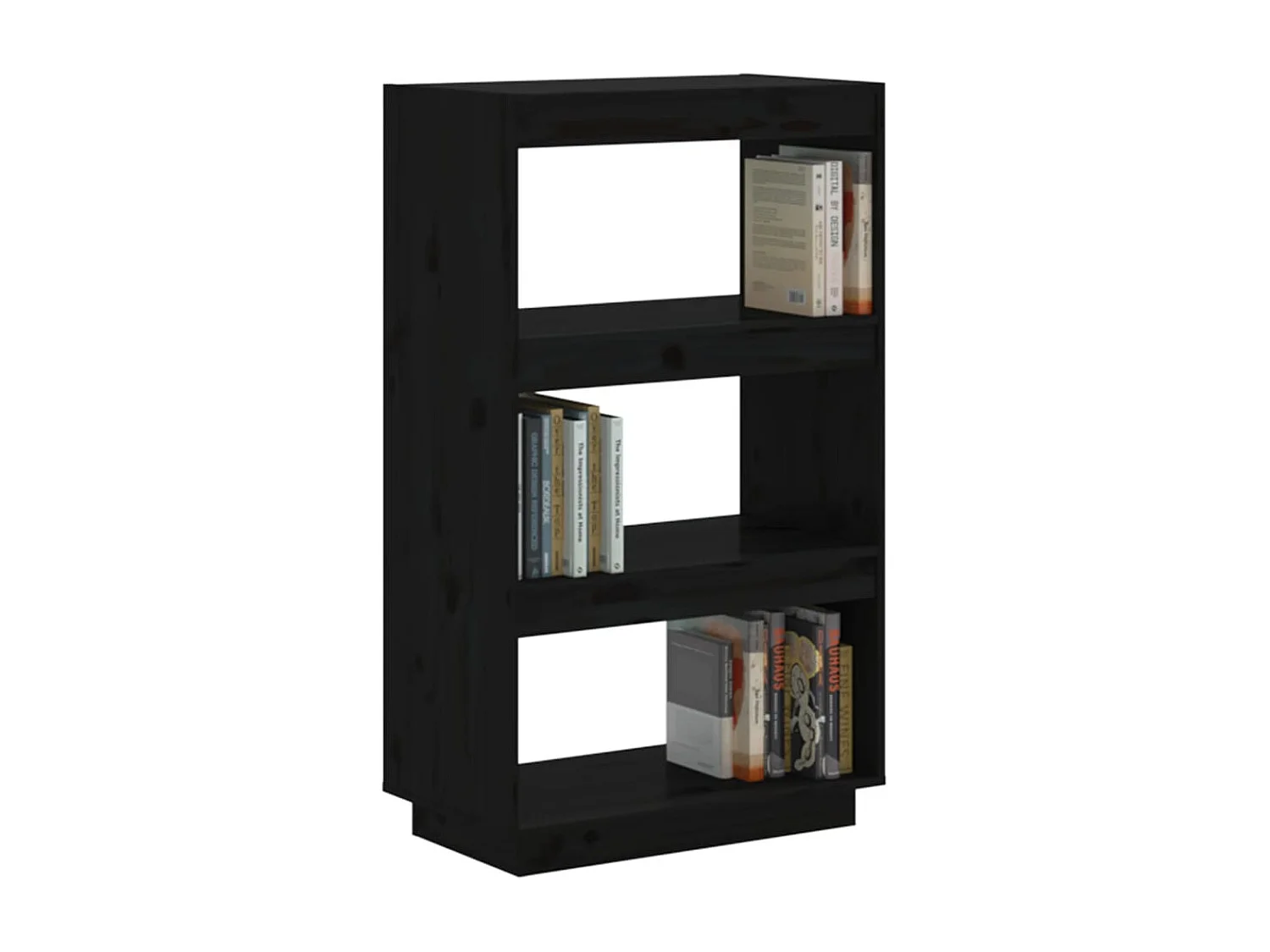 Alisha  Bibliothèque/Séparateur de pièce Noir 60x35x103 cm Pin massif