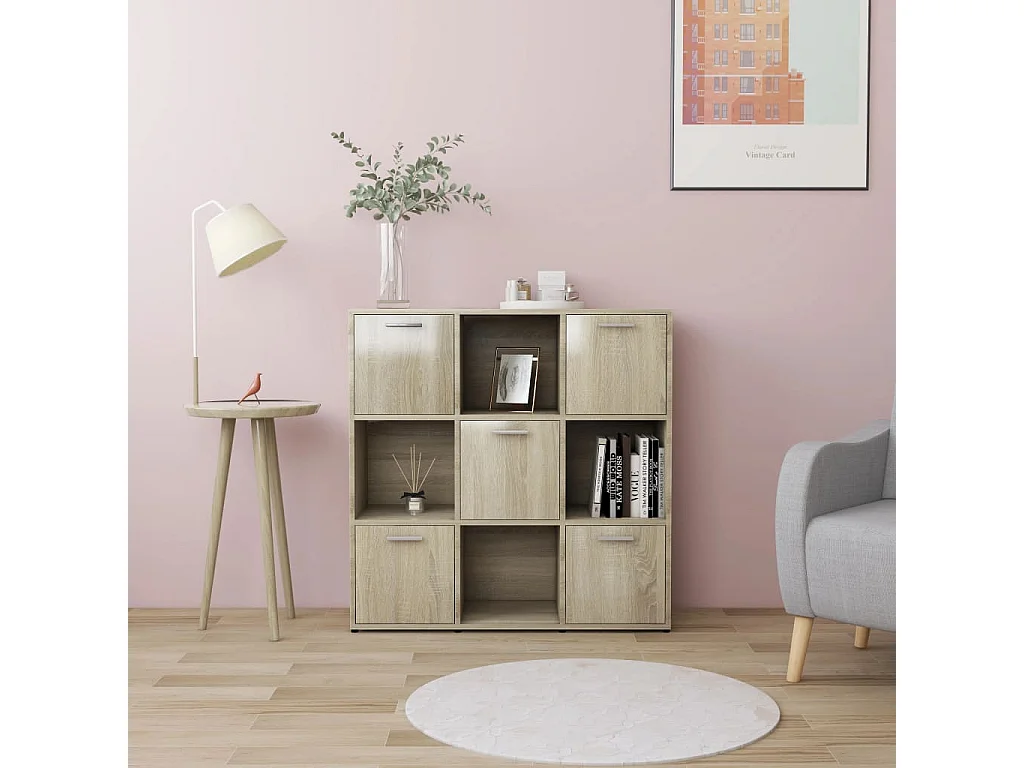 Lacey  Bibliothèque Chêne sonoma 90x30x90 cm Bois d’ingénierie