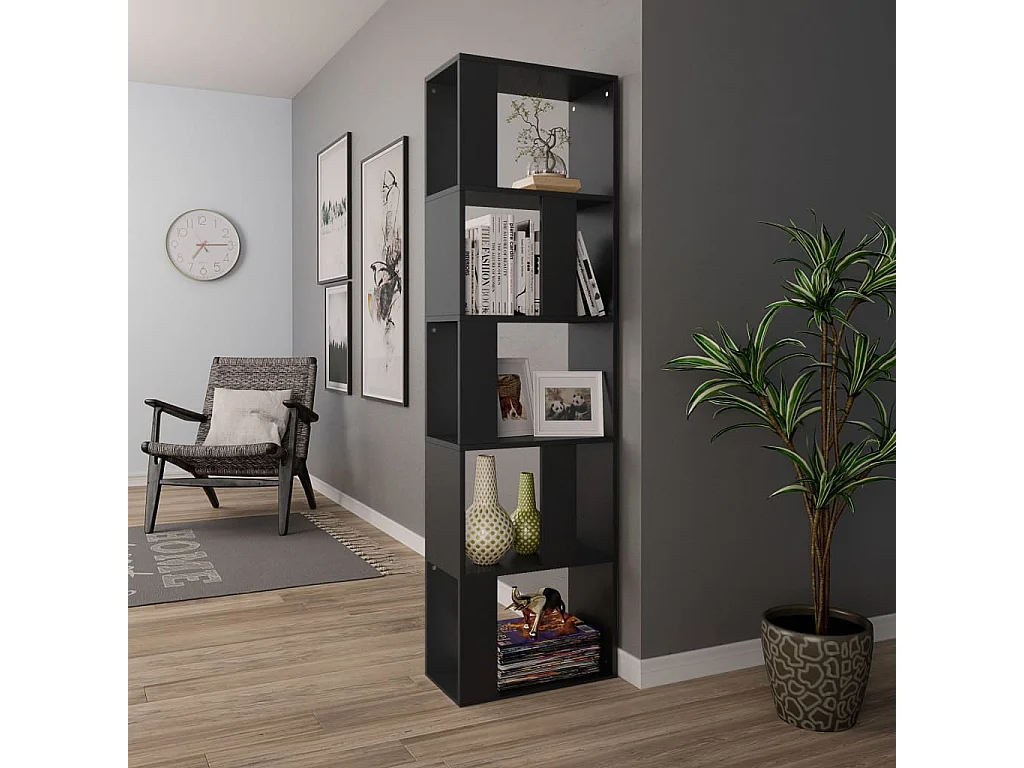 Niels  Bibliothèque/Séparateur de pièce Noir Bois d’ingénierie