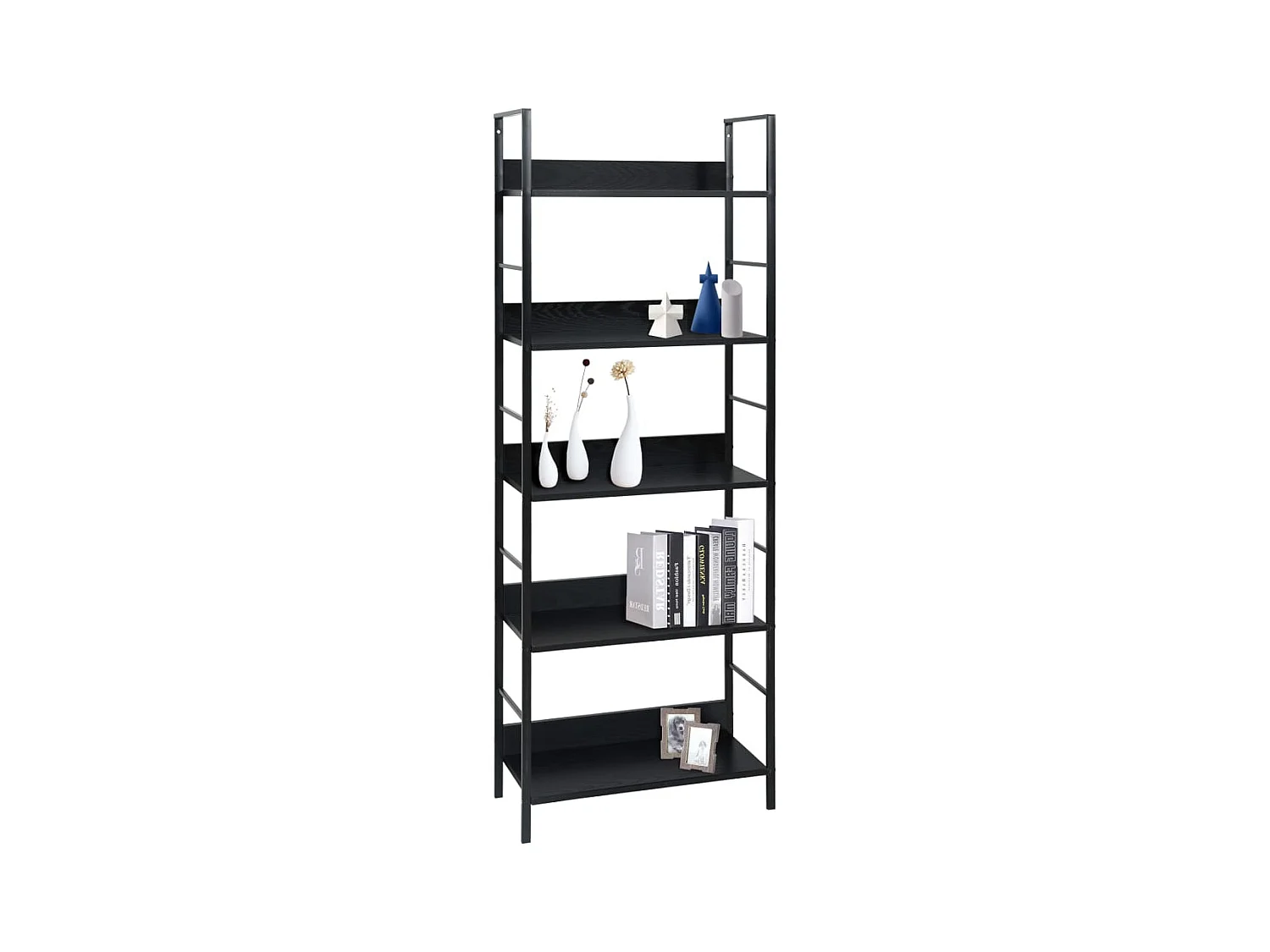 Uggeløse  Bibliothèque à 5 niveaux noir 60x27,6x158,5cm bois d'ingénierie