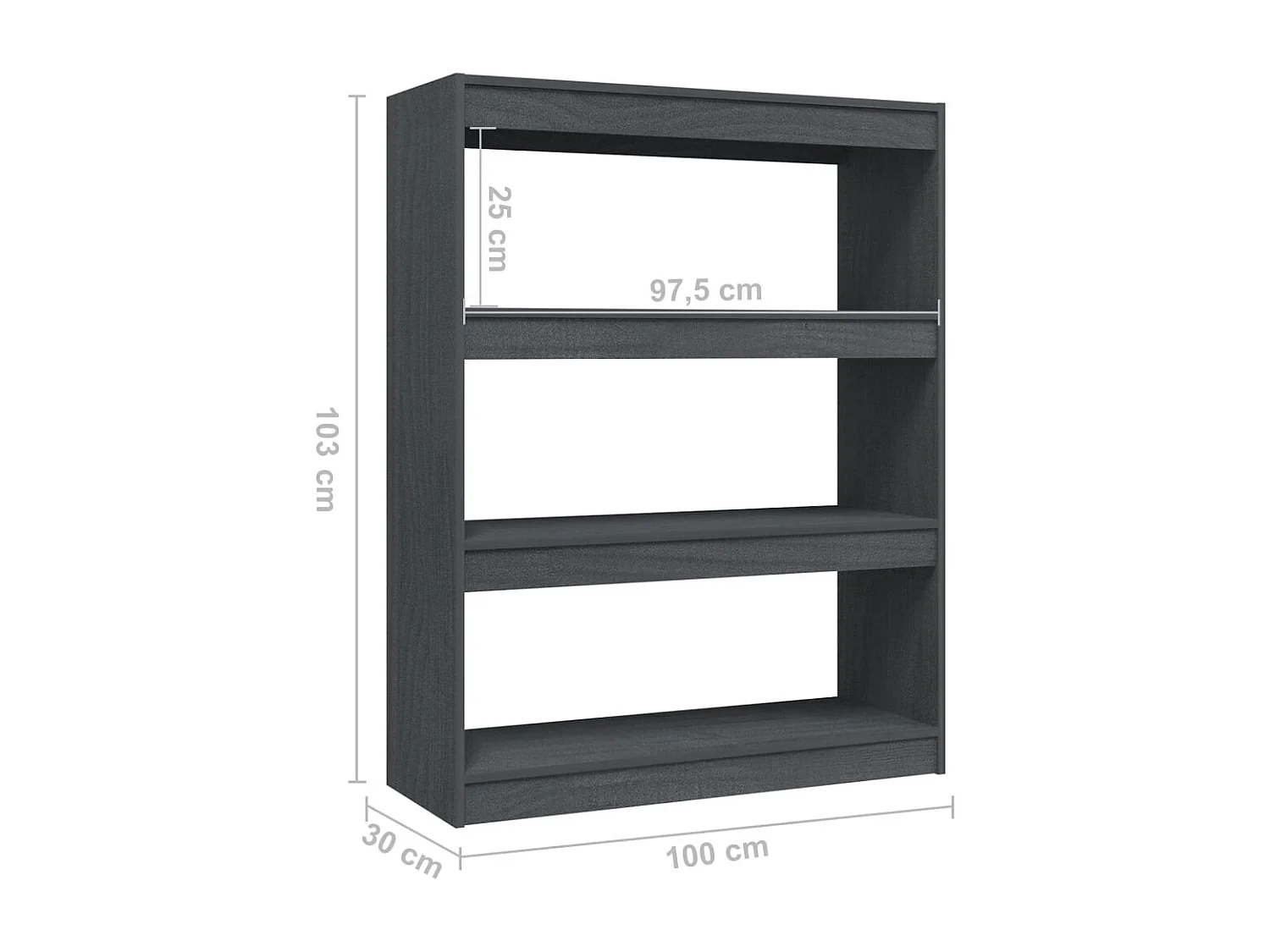 Centerville  Bibliothèque/Séparateur de pièce Gris 100x30x103 cm Pin massif