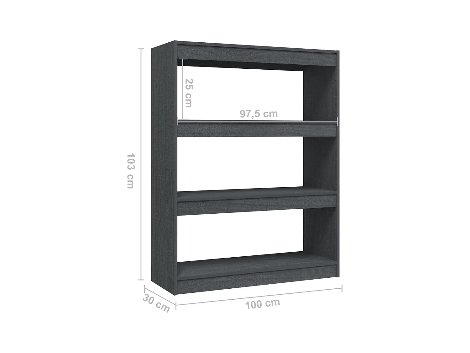 Centerville  Bibliothèque/Séparateur de pièce Gris 100x30x103 cm Pin massif