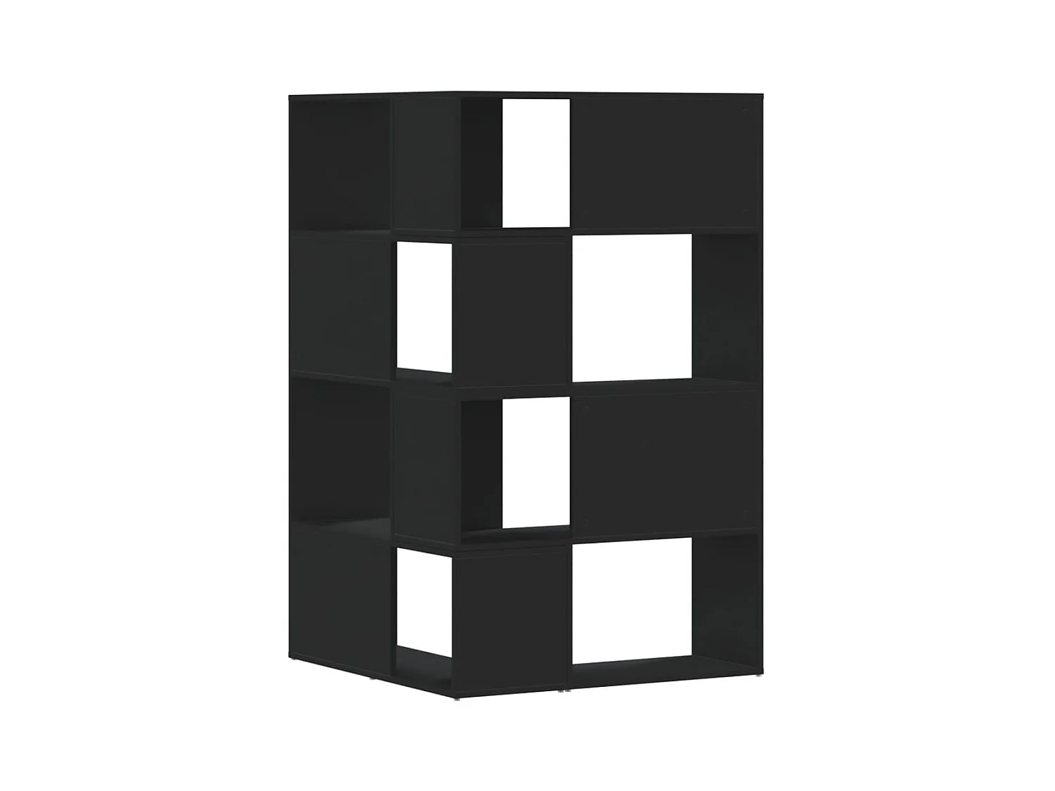 Damir  Bibliothèque d'angle à 4 niveaux noir bois d'ingénierie