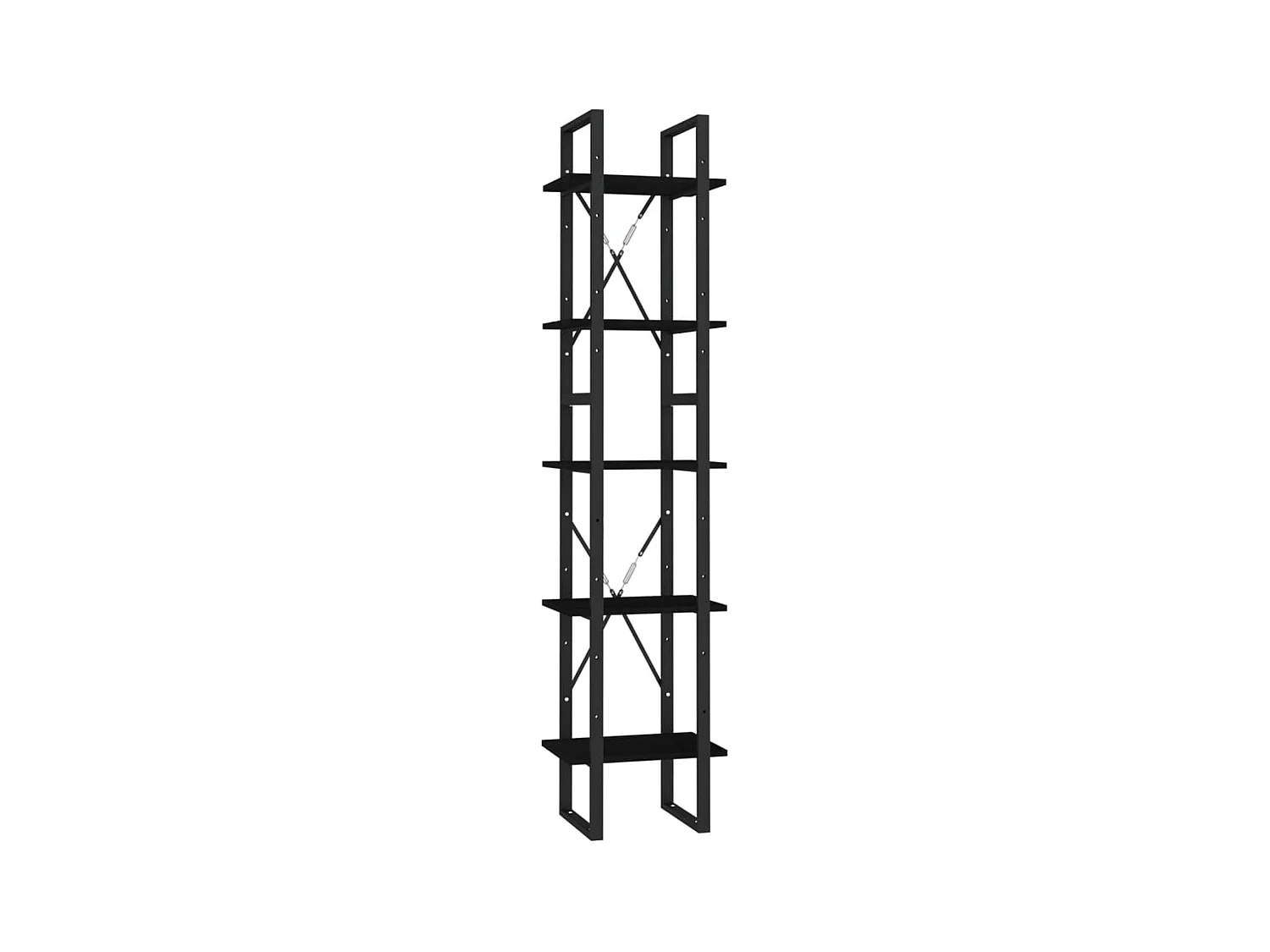 Aubagne  Bibliothèque à 5 niveaux Noir 40x30x175 cm Bois de pin
