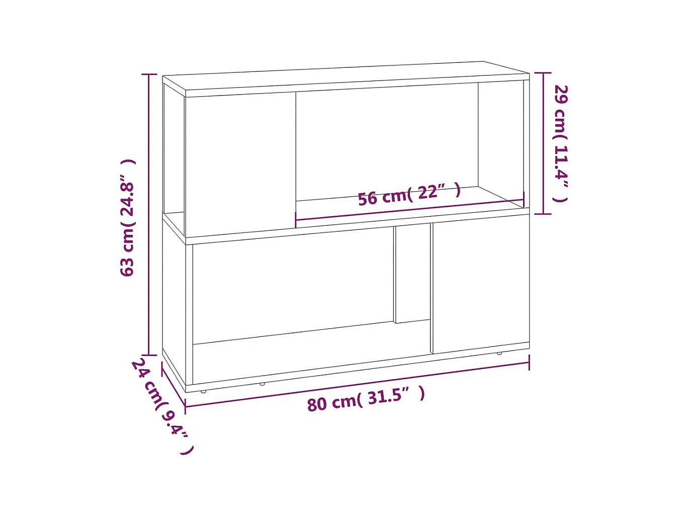 Norman  Bibliothèque/Séparateur de pièce Chêne marron 80x24x63 cm