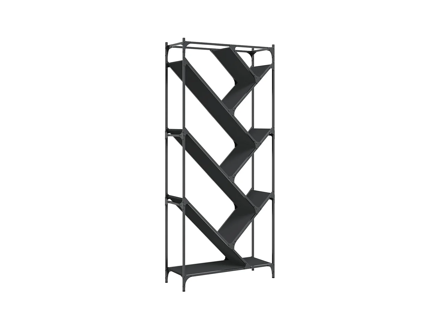 Øystine  Bibliothèque noir 79x30x180 cm bois d'ingénierie et métal