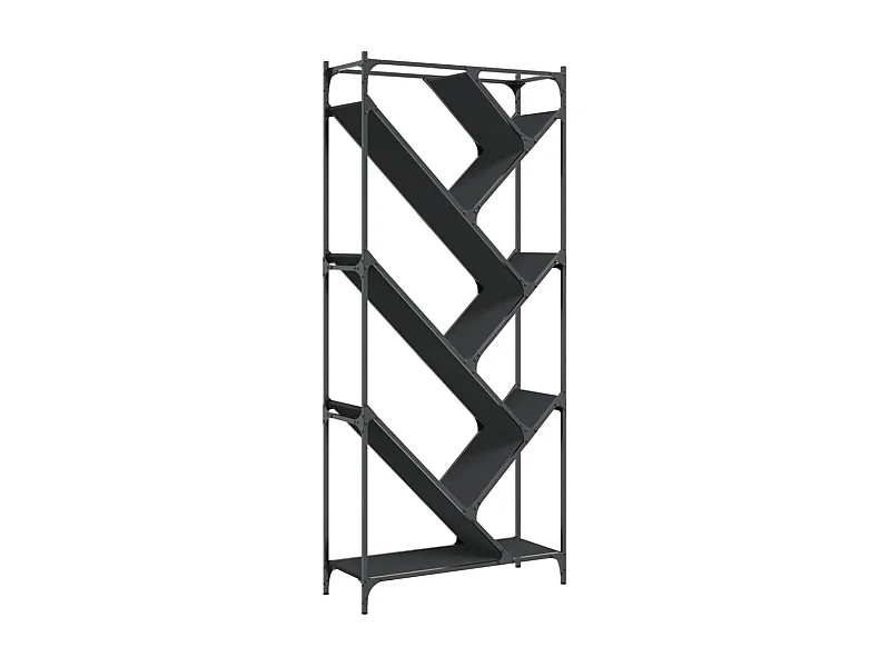 Øystine  Boekenkast 79x30x180 cm bewerkt hout en metaal zwart