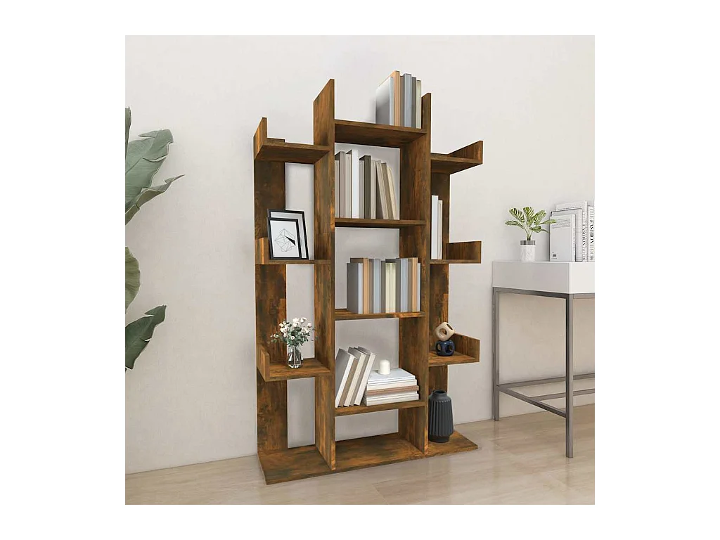 Candler  Bibliothèque Chêne fumé 86x25,5x140 cm Bois d'ingénierie