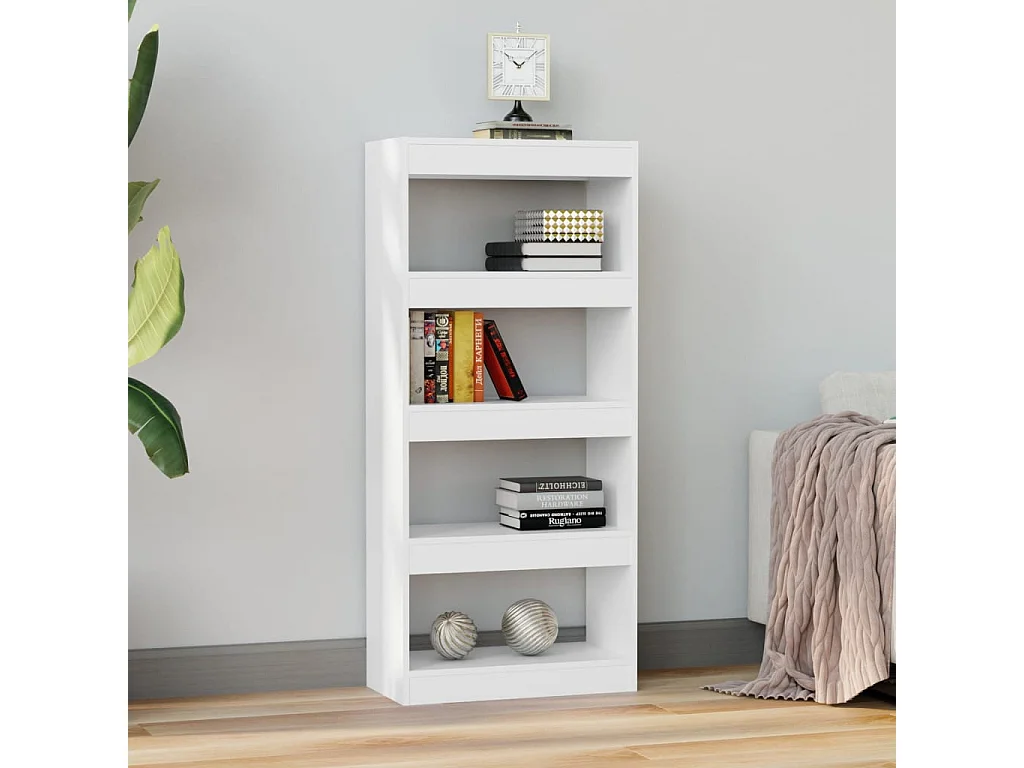 Loes  Bibliothèque/Cloison Blanc 60x30x135 cm Bois d'ingénierie