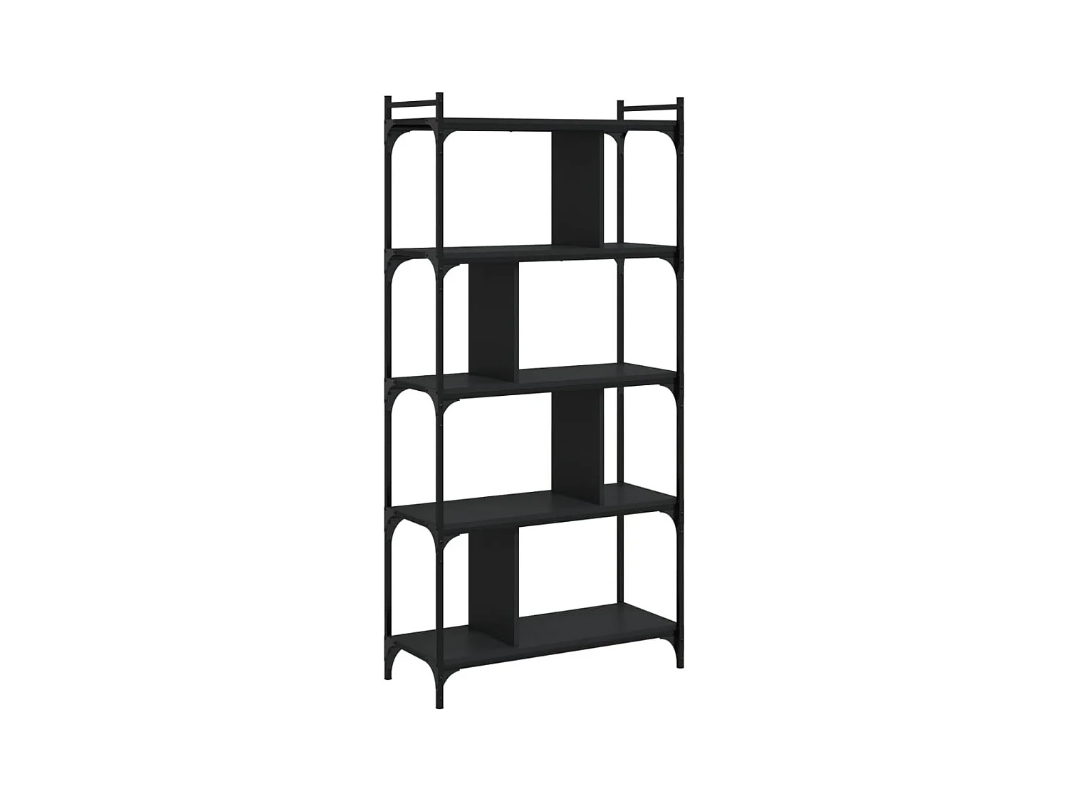 Merse  Boekenkast 5-laags 76x32x158 cm bewerkt hout zwart