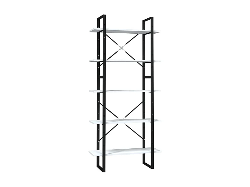 Edith  Estantería 5 niveles madera de ingeniería blanca 80x30x175 cm