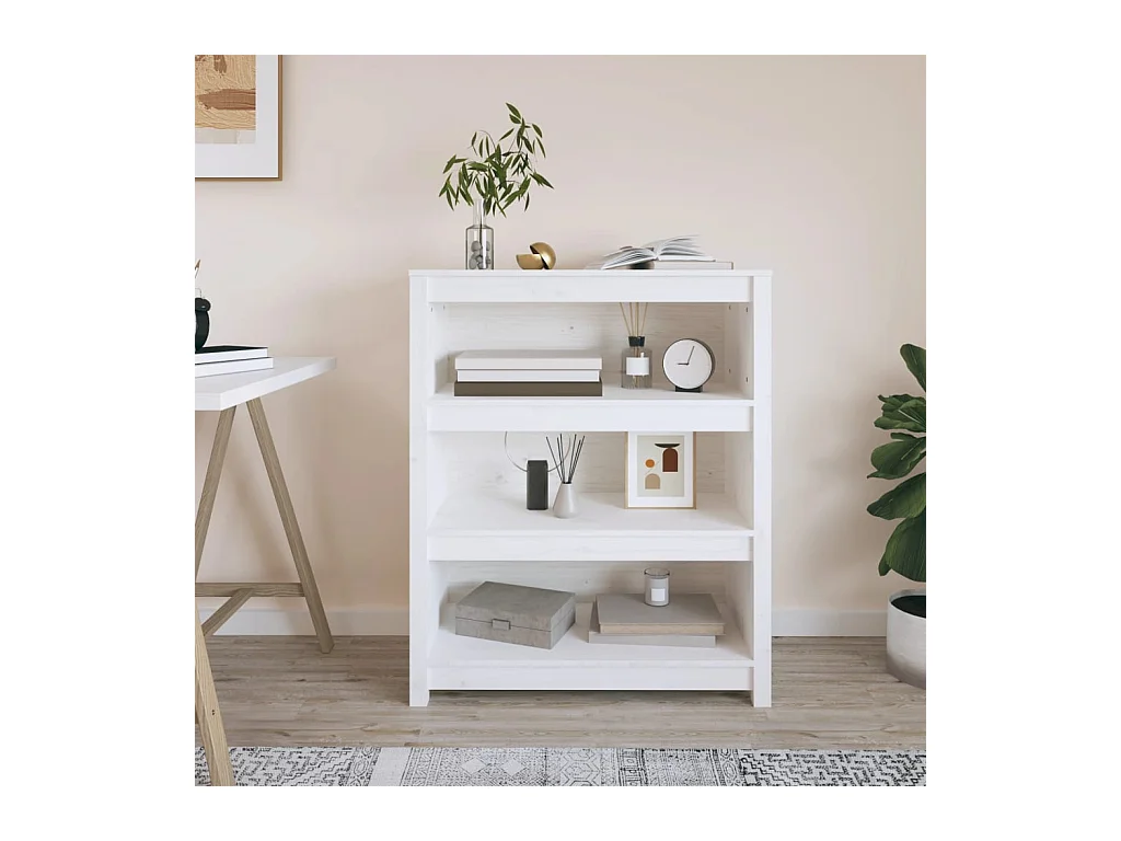 Laurens  Bibliothèque Blanc 80x35x97 cm Bois de pin massif