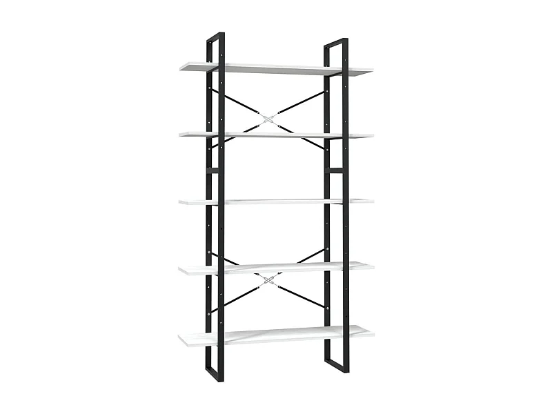 Aubagne  Bibliothèque à 5 niveaux Blanc 100x30x175 cm Bois de pin