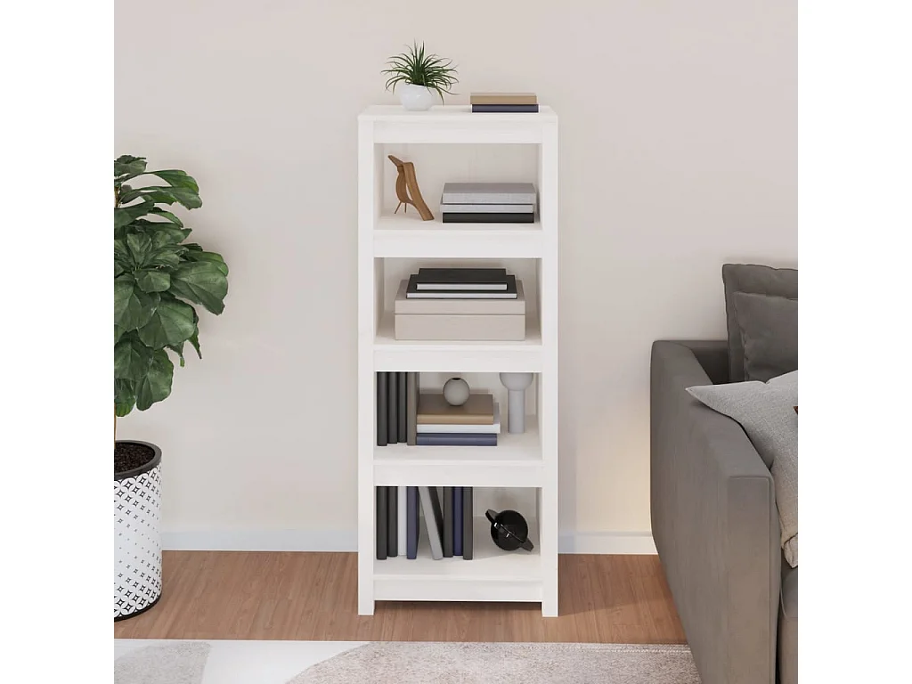 Laurens  Bibliothèque Blanc 50x35x125,5 cm Bois de pin massif