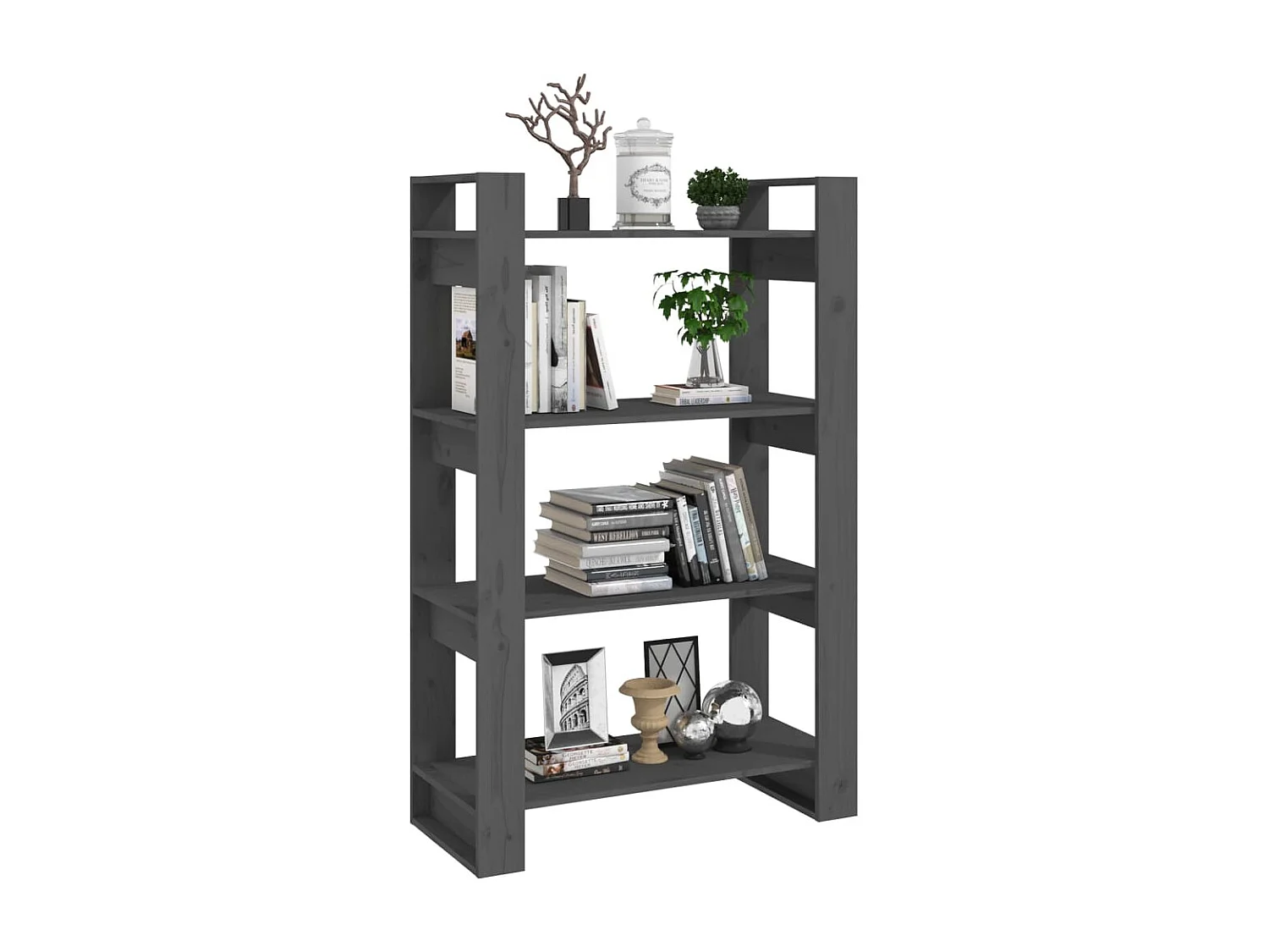 Orven  Bibliothèque/Séparateur de pièce Gris 80x35x125 cm Pin massif