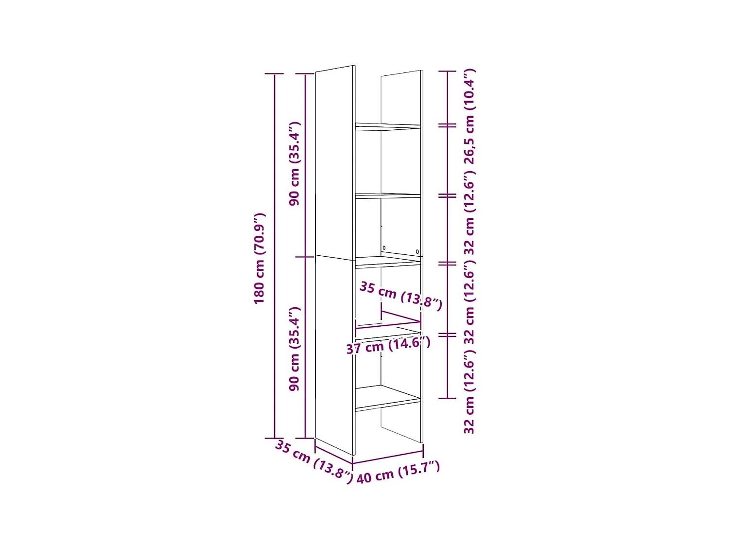 Vamdrup  Bibliothèque Chêne sonoma 40x35x180 cm Bois d’ingénierie