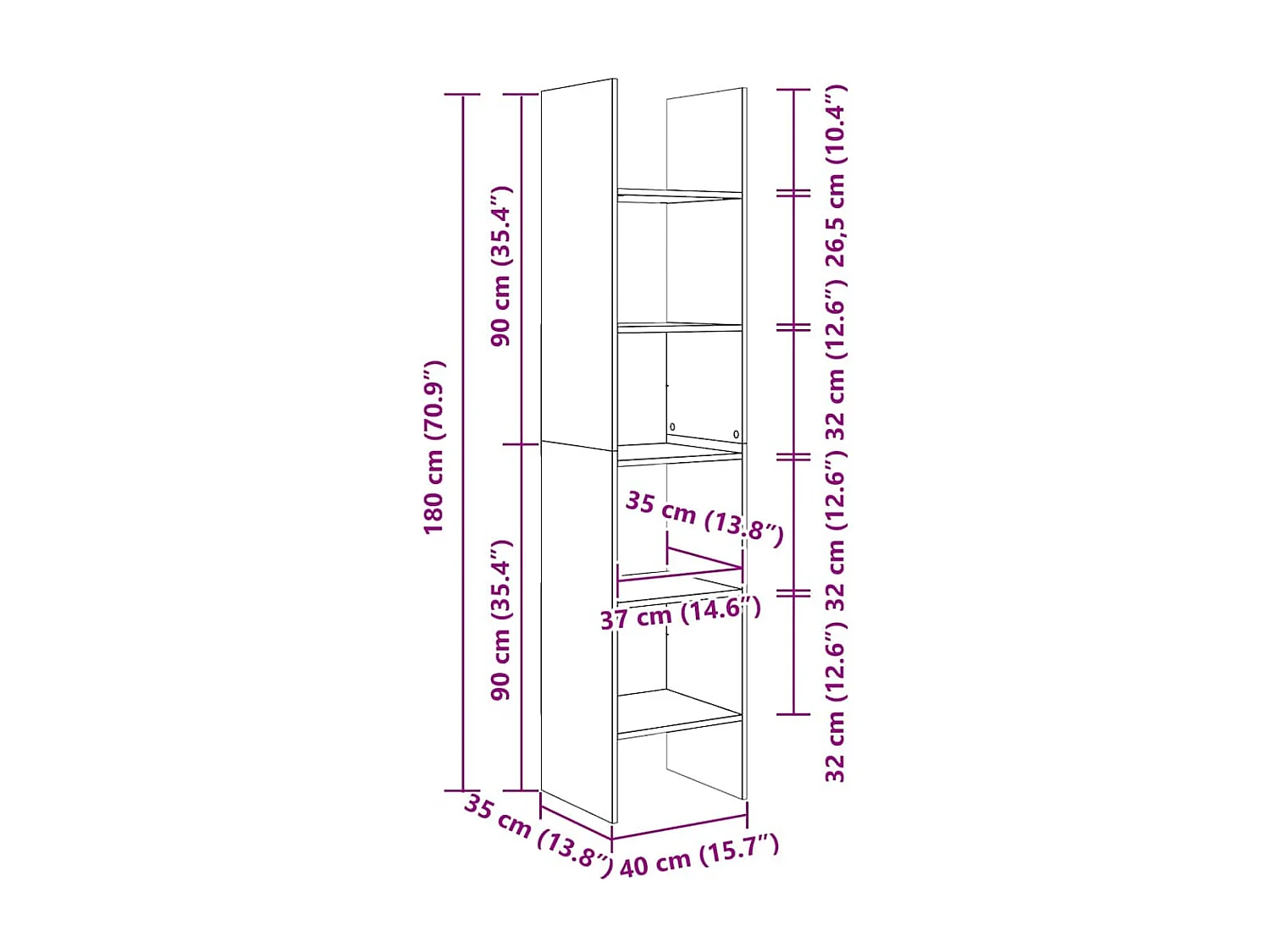 Vamdrup  Bibliothèque Chêne sonoma 40x35x180 cm Bois d’ingénierie