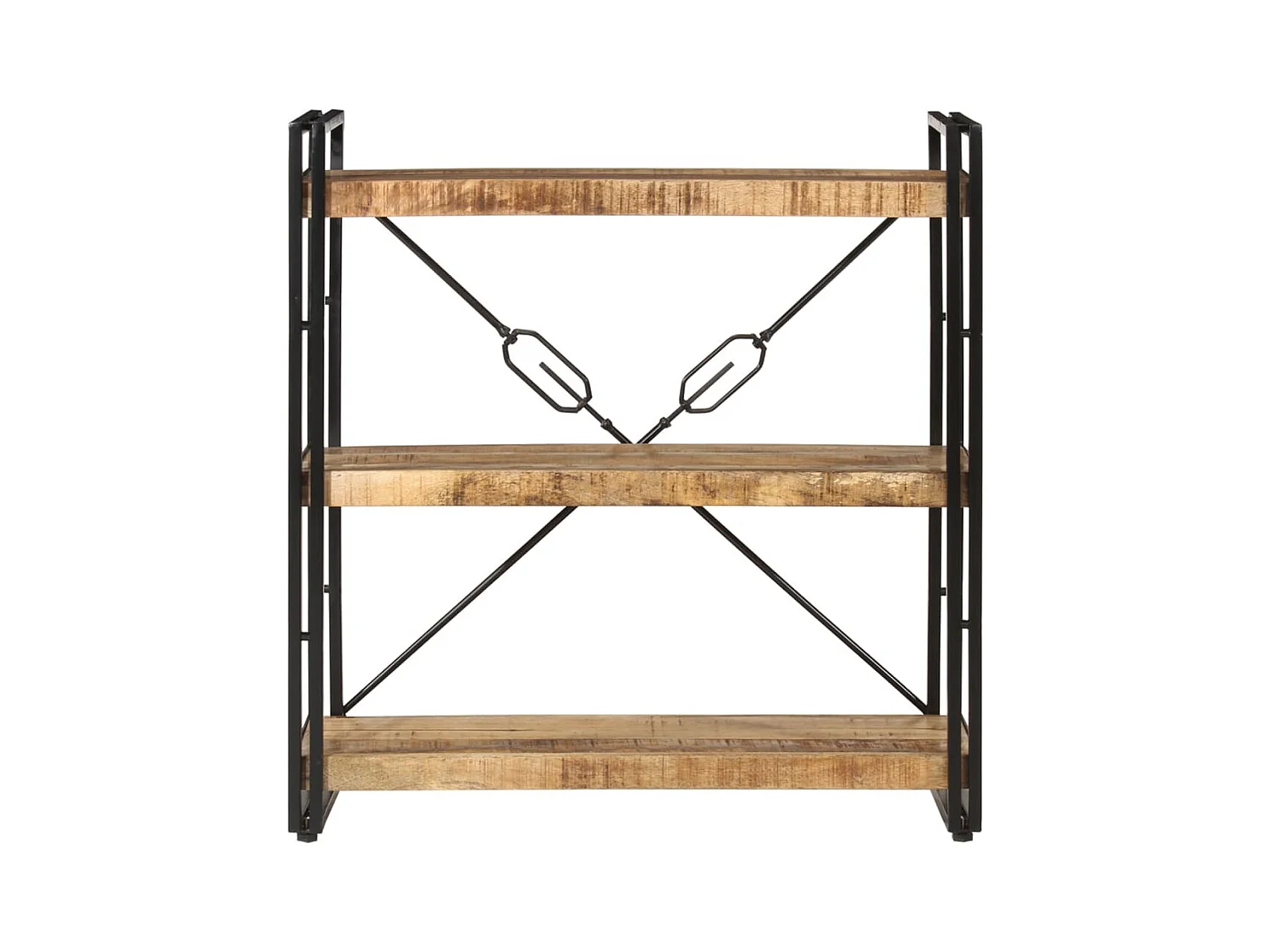 Yoan  Estantería de 3 alturas erro y madera maciza mango 77x30x80cm