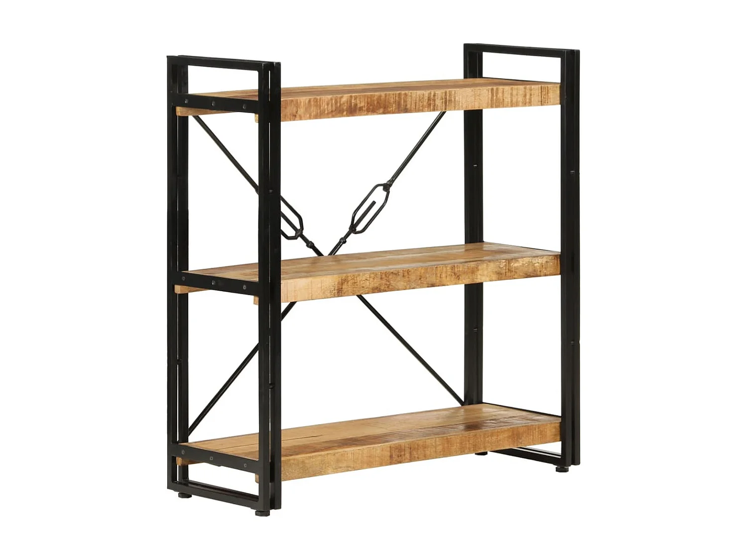 Yoan  Bibliothèque 3 niveaux 77x30x80 cm bois massif manguier et fer