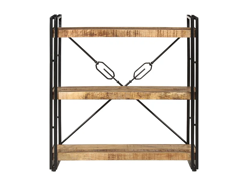 Yoan  Bibliothèque 3 niveaux 77x30x80 cm bois massif manguier et fer