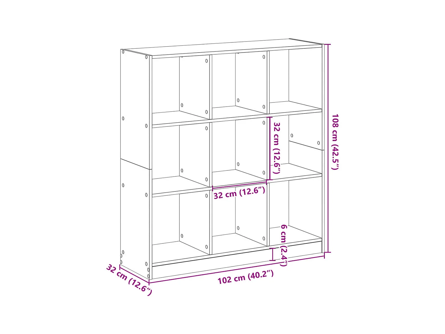 Zico  Bibliothèque sonoma gris 102x32x108 cm bois d'ingénierie