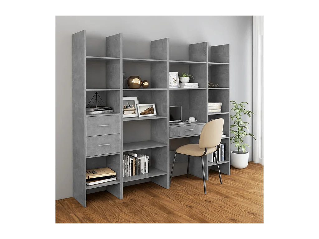 Ammon  Bibliothèque Gris béton 40x35x180 cm Bois d’ingénierie